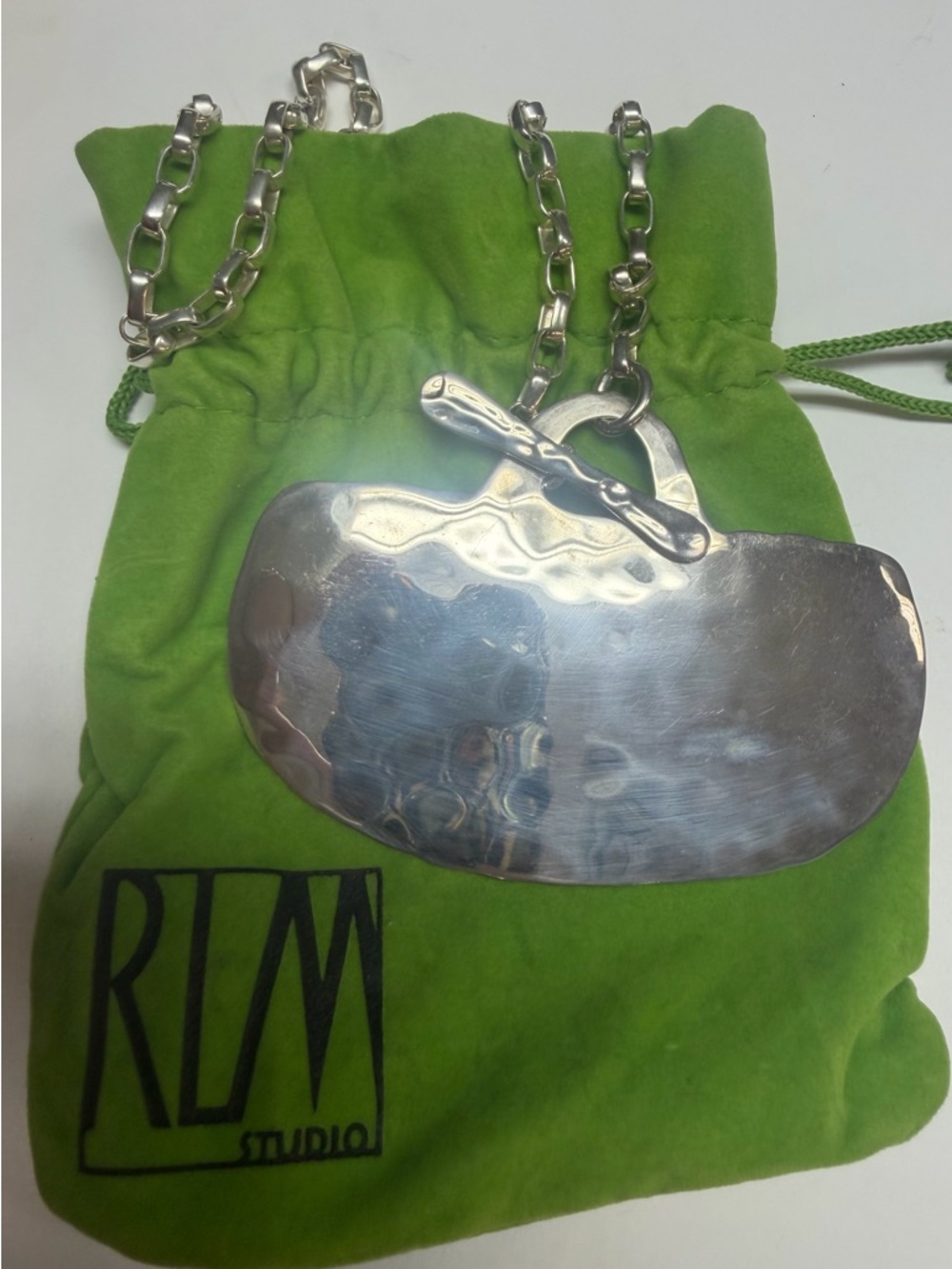 Robert Lee Morris RLM Studio Sterling Silver Large Hammered Disc Necklace